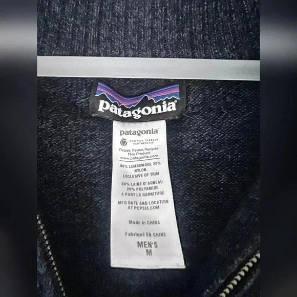 Patagonia LAMBSWOOL 1/4 ZIP Blue Sweater Size M - Picture 3 of 4